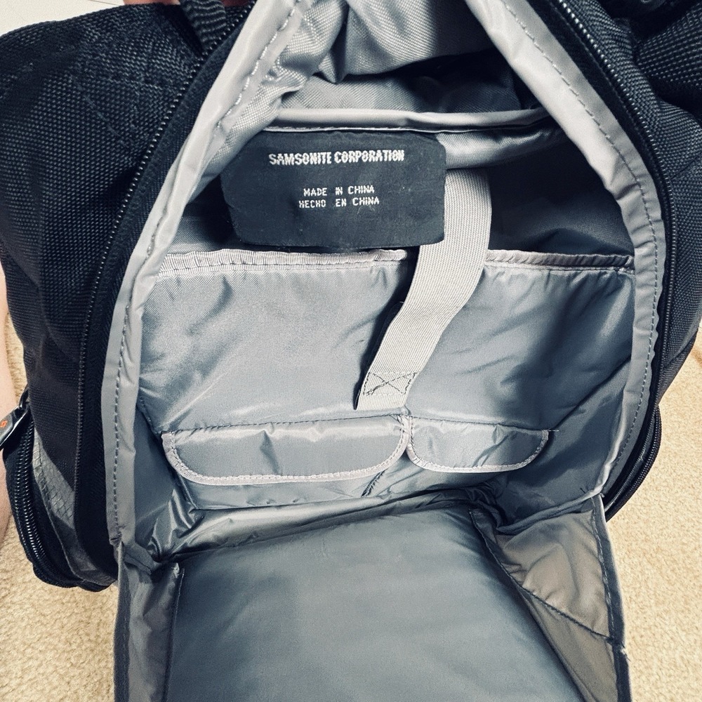 Samsonite Black Gray 17" Sport Backpack 2 Strap Men's Nylon Bag - Picture 15 of 16